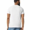 Man wearing a plain white t-shirt, back view.