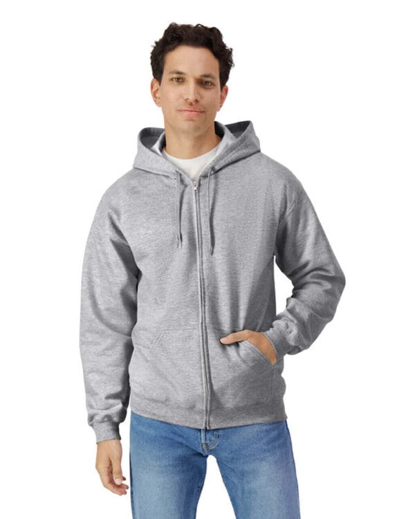 Midweight Fleece Adult Full Zip Hooded Sweatshirt